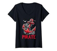 Womens Pirate Halloween Anchor Costume Cruise Ship Boat Lover Kids V-Neck T-Shirt