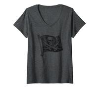 Womens Pirate Jolly Roger Flag Skull Crossbones Talk Like a Pirate V-Neck T-Shirt