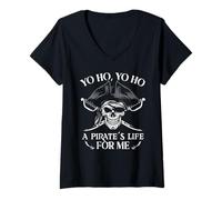 Women's Pirate Life For Me Pirate Skull Buccaneer Freebooter V-Neck T-Shirt