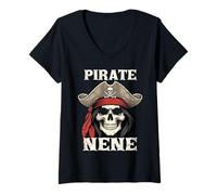 Women's Pirate Nene Skull Jolly Roger Funny Halloween Nene V-Neck T-Shirt