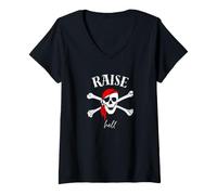 Women's Pirate Skull - Raise Hell V-Neck T-Shirt