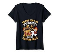 Womens Pirates don't do spreadsheets, they do treasure Pirates V-Neck T-Shirt
