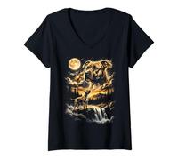 Women's Pit Bull Howling to The Moon American Pit Bull Terrier V-Neck T-Shirt