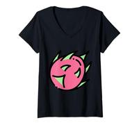 Women's Pitaya Dragon Fruit Tropical Pitahaya V-Neck T-Shirt