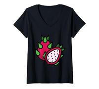 Women's Pitaya Dragon Fruit Tropical Pitahaya V-Neck T-Shirt