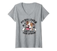 Women's Pitbull Dad Don’t Need Your Opinion Dog Lover Antisocial V-Neck T-Shirt