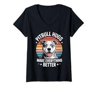 Womens Pitbull Hugs Make Everything Better V-Neck T-Shirt
