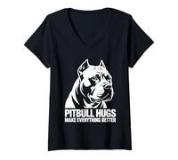 Womens Pitbull Hugs Make Everything Better V-Neck T-Shirt