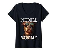 Womens Pitbull Mommy Mama Mothers Day American Pit Bull Terrier Mom V-Neck T-Shirt
