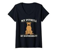 Women's Pitbull Owner Advocate Responsible Breed Defense V-Neck T-Shirt