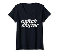 Women's Pitchshifter .com Album-era Official Logo V-Neck T-Shirt, Black, Small