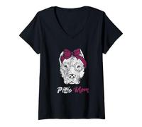 Womens Pittie Mom American Pit Bull Terrier Pet Lover Dog Mom V-Neck T-Shirt