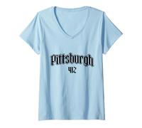 Women's Pittsburgh 412 Area Code Pride Pennsylvania V-Neck T-Shirt