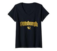 Women's Pittsburgh 412 Area Code Pride Pennsylvania V-Neck T-Shirt