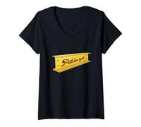 Womens Pittsburgh Retro Lettering On A Steel Bar Pennsylvania Pride V-Neck T-Shirt