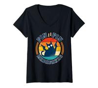 Womens Piu Piu Pew Madafakas Shirt Novelty gift- Funny Cat Vintage V-Neck T-Shirt