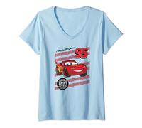 Womens Pixar Cars Lightning McQueen Lightyear Tire Treads V-Neck T-Shirt