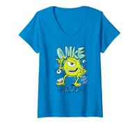 Womens Pixar Monsters, Inc. Mike Wazowski Graffiti V-Neck T-Shirt