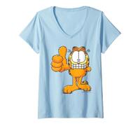 Womens Pixel Graphics Cheeky Cat Lasagne Love Thumbs Up Art Classic V-Neck T-Shirt