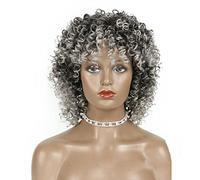 Women's Pixie Cut Short Wigs with Bangs Heat-Resistant Synthetic Comfortable and Breathable African Small Curly Hair Short Curly Wigs Suitable for Daily Gatherings (B 12in)