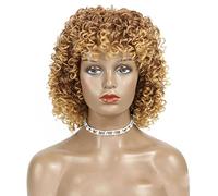 Women's Pixie Cut Short Wigs with Bangs Heat-Resistant Synthetic Comfortable and Breathable African Small Curly Hair Short Curly Wigs Suitable for Daily Gatherings (C 12in)