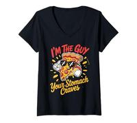 Womens Pizza Delivery Guy Your Stomach Craves Baking Food Pizza V-Neck T-Shirt