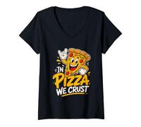 Women's Pizza Fans in Pizza we Crust Baker Pizza Dough Baking V-Neck T-Shirt