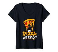 Women's Pizza Fans in Pizza we Crust Baker Pizza Dough Baking V-Neck T-Shirt