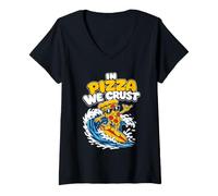 Women's Pizza Fans in Pizza we Crust Baker Pizza Dough Baking V-Neck T-Shirt