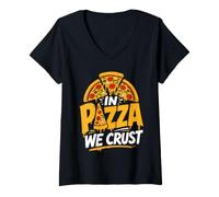 Women's Pizza Fans in Pizza we Crust Baker Pizza Dough Baking V-Neck T-Shirt