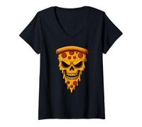 Womens Pizza Food Lover Zombie Halloween Boys Girls Kids V-Neck T-Shirt
