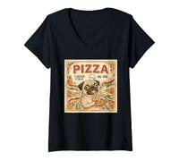 Women's Pizza Il Migliore D Italia Dal 1950 Pug Chef V-Neck T-Shirt