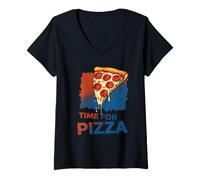 Women's Pizza is Calling Pepperoni Cheese Graphic V-Neck T-Shirt