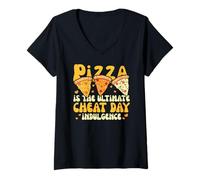 Womens Pizza is The Ultimate Cheat Day in Life Sweet Kawaii Pizza V-Neck T-Shirt