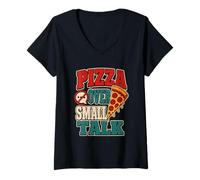Women's Pizza Over Small Talk Foodie Introvert V-Neck T-Shirt