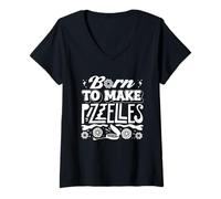 Women's Pizzelle Italian Waffle Born to Create Daily Joy V-Neck T-Shirt