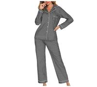 Womens Pjs Size 12-14,Women'S Pyjamas,Pajamas Women Sleepwear Set Soft Button-Down Nightwear with Long Sleeve Comfort Fit for Relaxation and Dreamy Nights (Black, M)