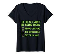 Women's Places I Won't Be Going Today Pixel Checklist V-Neck T-Shirt