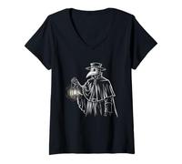 Womens Plague Doctor Lantern Vintage Art V-Neck T-Shirt