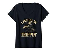 Womens Plague Doctor Leeches Be Trippin Ren Faire V-Neck T-Shirt