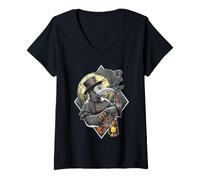 Women's Plague Doctor Middle Age Occult Horror Gothic Macabre V-Neck T-Shirt