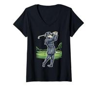 Womens Plague Doctor Playing Golf Vintage Dark Humor Graphic V-Neck T-Shirt