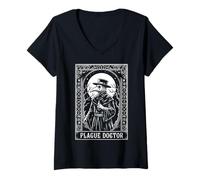 Women's Plague Doctor Tarot Card Gothic V-Neck T-Shirt