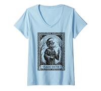 Women's Plague Doctor Tarot Card Gothic V-Neck T-Shirt