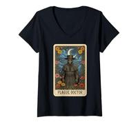 Women's Plague Doctor Tarot Card Gothic V-Neck T-Shirt