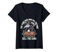 Womens Plague Doctor the Same One Who Sells the Panic Sells Cure V-Neck T-Shirt