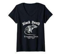 Womens Plague Mask Rat Doctor Plague Black Death European Tour V-Neck T-Shirt