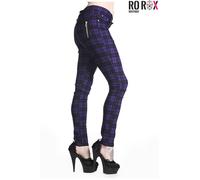 Women's Plaid Check Punk Skinny Trousers - Ladies Goth Emo Stretch Tartan Pants