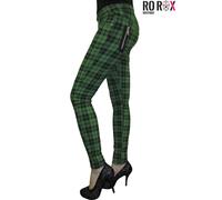 Women's Plaid Check Punk Skinny Trousers - Ladies Goth Emo Stretch Tartan Pants