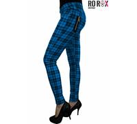 Women's Plaid Check Punk Skinny Trousers - Ladies Goth Emo Stretch Tartan Pants